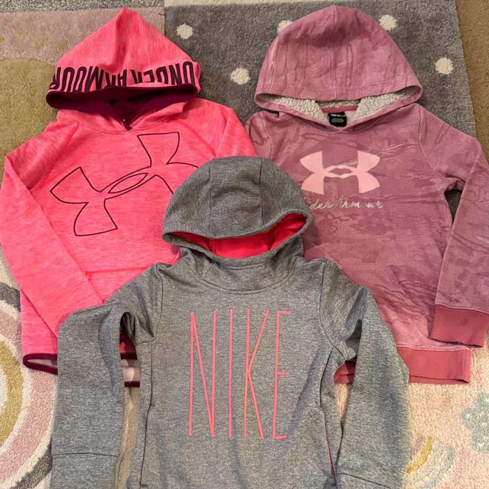 Under Armour Kids' Pink and Gray Hoodies